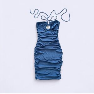 Princess Polly Strapless Blue Cut-Out Dress US 2 (XS)